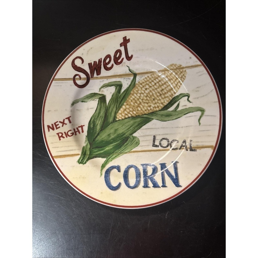 Vintage Home Trends Farm Fresh Dessert Salad 8" Stoneware Plate SWEET CORN